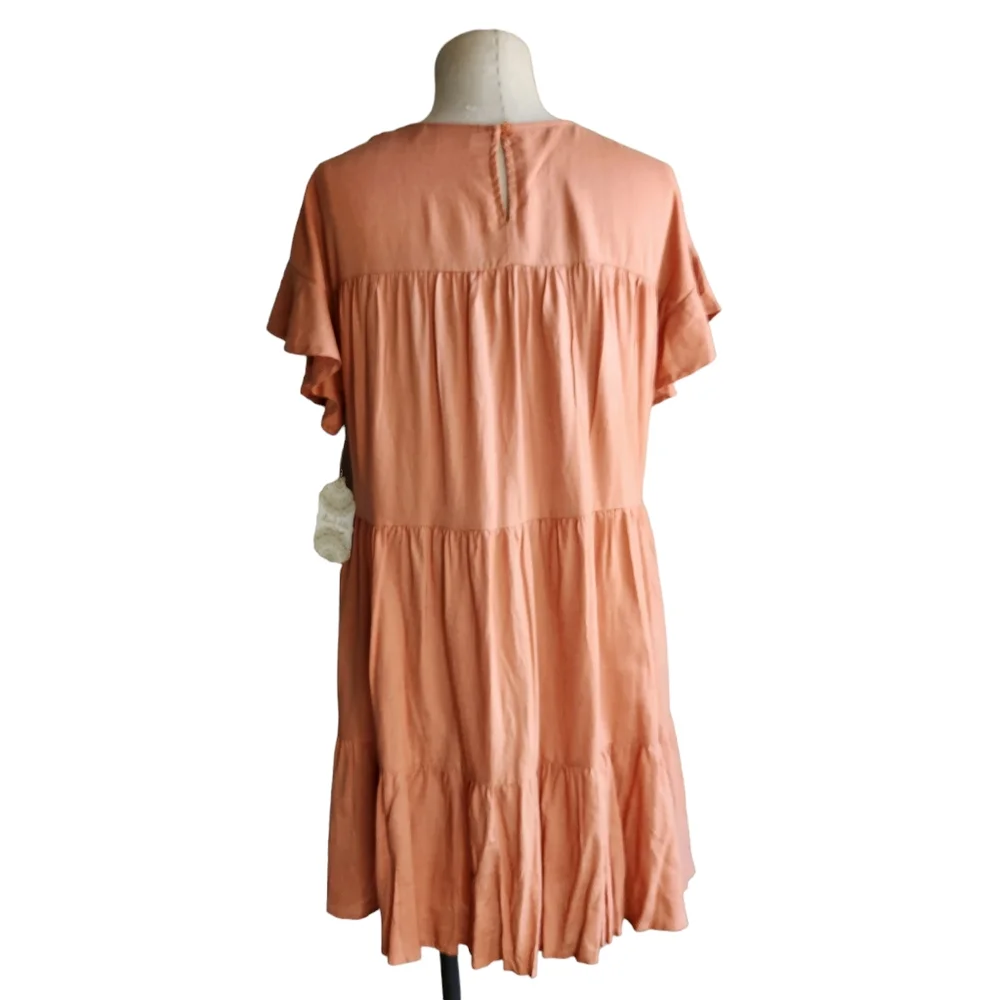 Altar'd State Linen Blend Mini Dress in Peach Coral Size Small